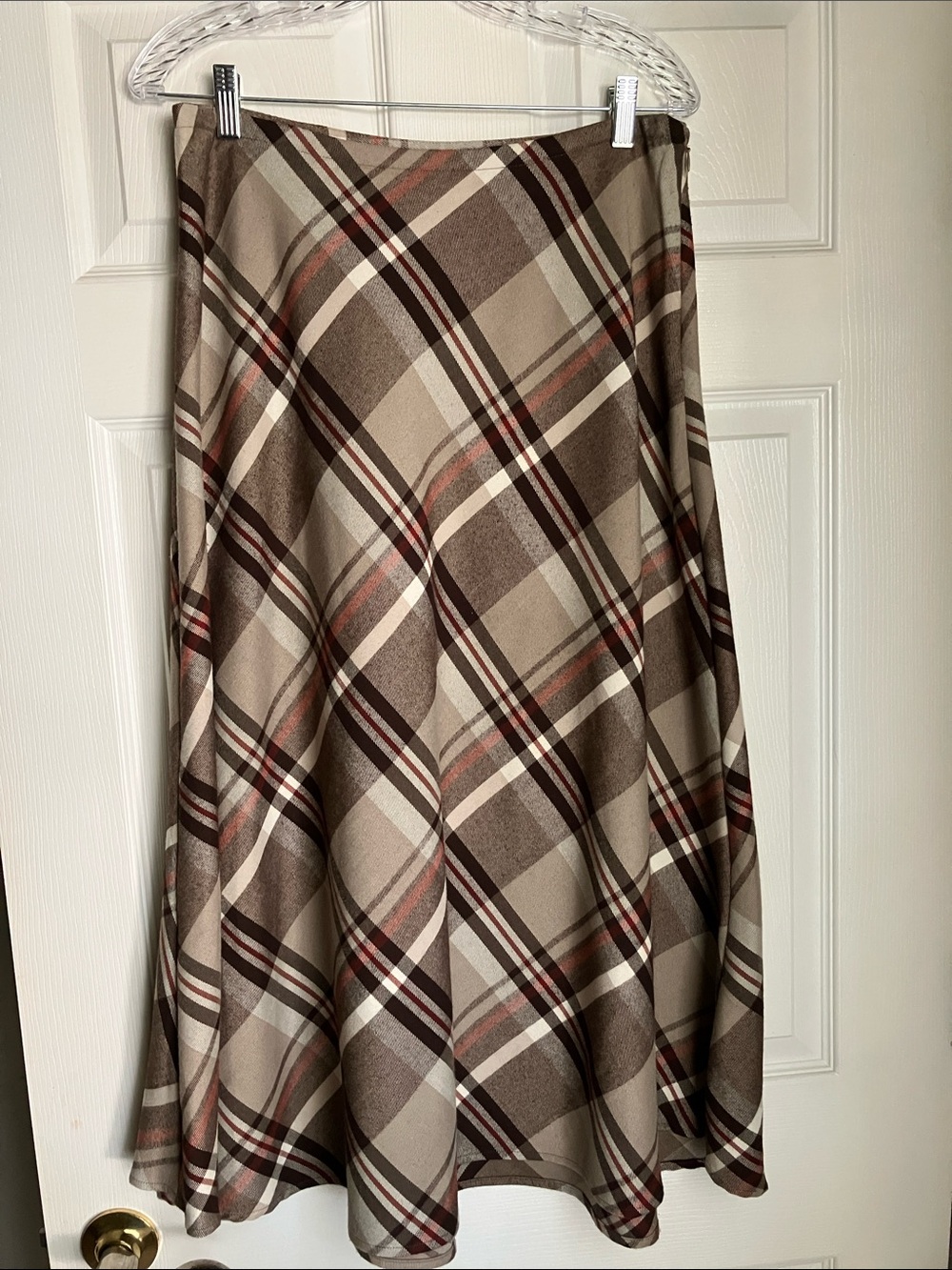croft & barrow Plaid A-Line Midi Skirt in Brown, Cream and Rust